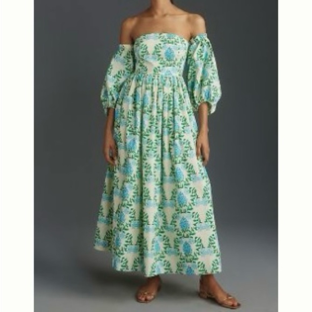 Anthropologie Green and Blue Dress